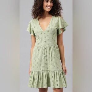 ASOS green eyelet dress - Size 8 tall